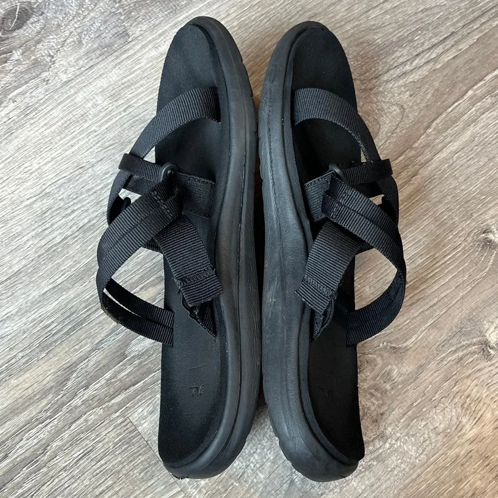 Teva Voya Slide Black Strappy Sandals Womens 8.5‎ UK 6.5 EU 39.5